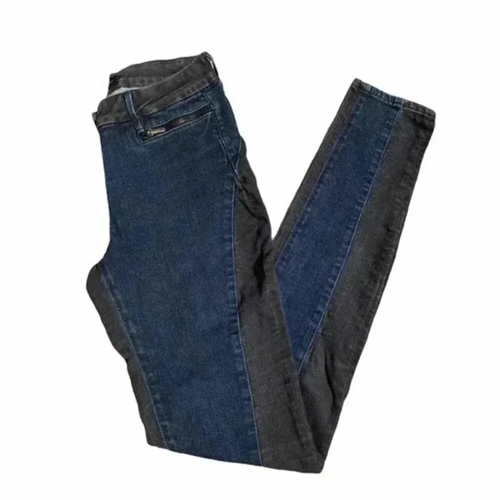 3x1 W2 Skinny Black & Blue Colorblock Jeans 27